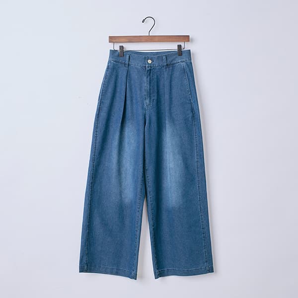 ライトオンスデニムストレッチワイドパンツ