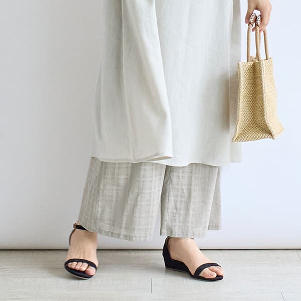 シアーコットンレイヤードパンツ