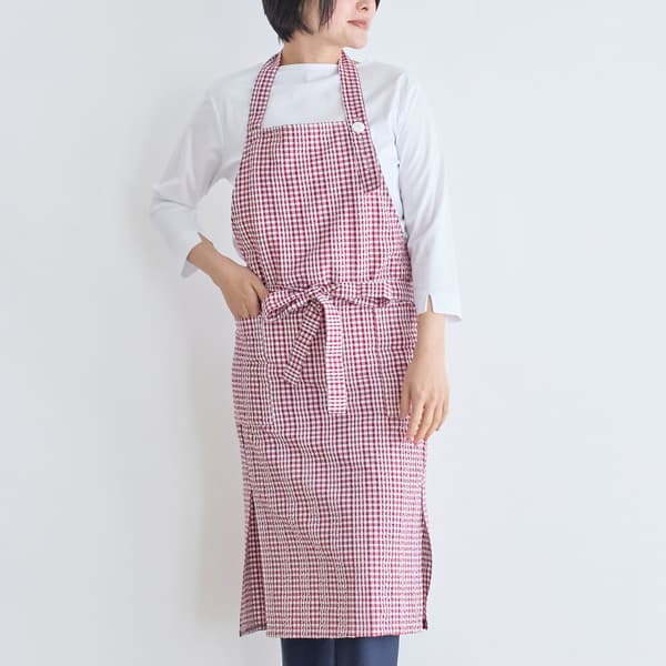 サッカーチェックエプロン