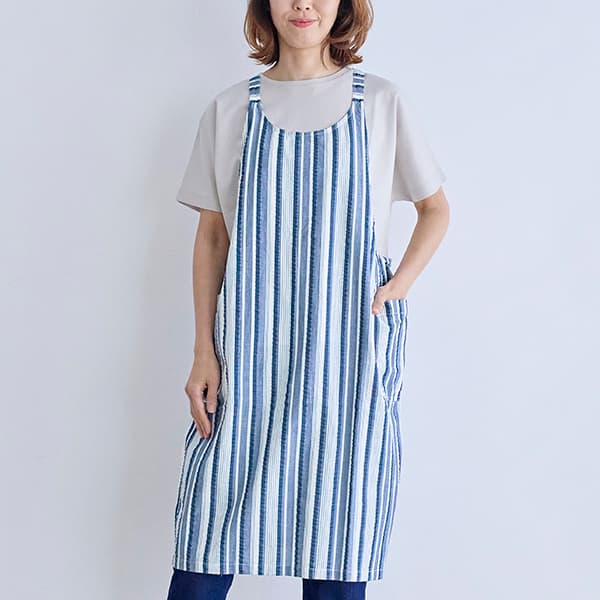 ランダムストライプY字型エプロン