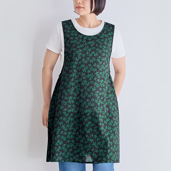 小花柄バッククロスチュニックエプロン