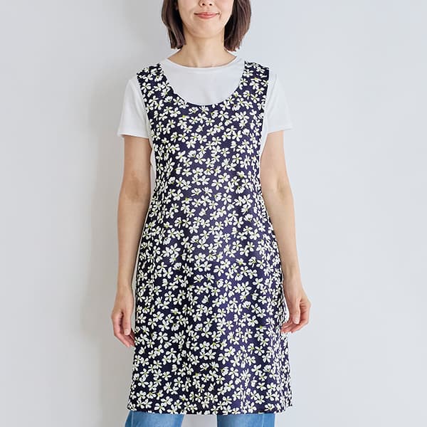 小花柄バッククロスチュニックエプロン