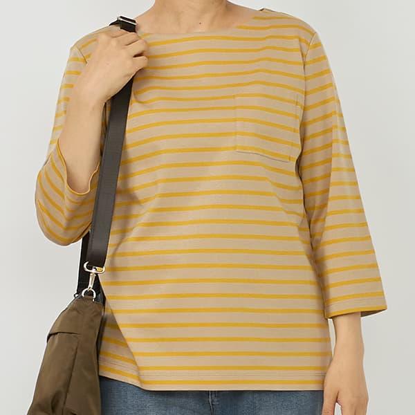 ハイゲージポンチボーダー七分袖Tシャツ