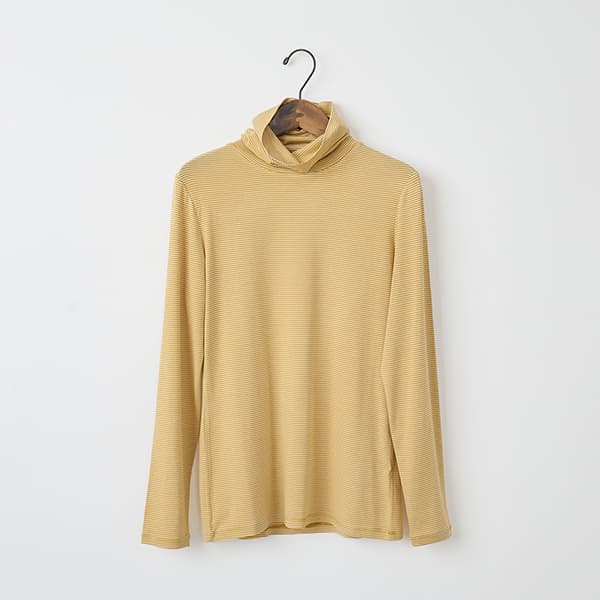 プレミアウォームボーダータートルネックTシャツ