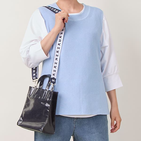 あぜ編みクルーネックニットベスト