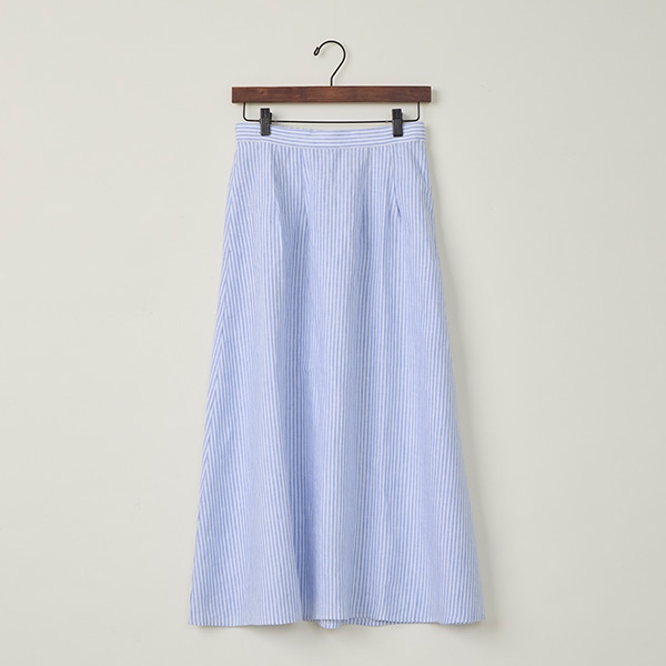 リネンストライプギャザースカート