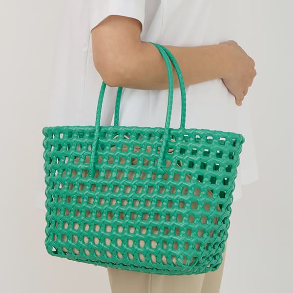 テープかごバッグ 巾着付き