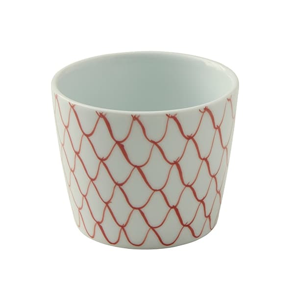 波佐見焼 網目そば猪口 赤