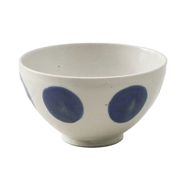 ドット 飯碗 ブルー