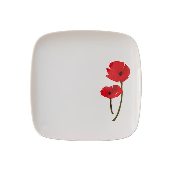 ポピー スクエアプレート16cm レッド