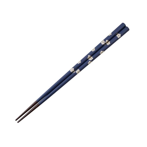 能登ひば 拭き漆箸 梅 紺