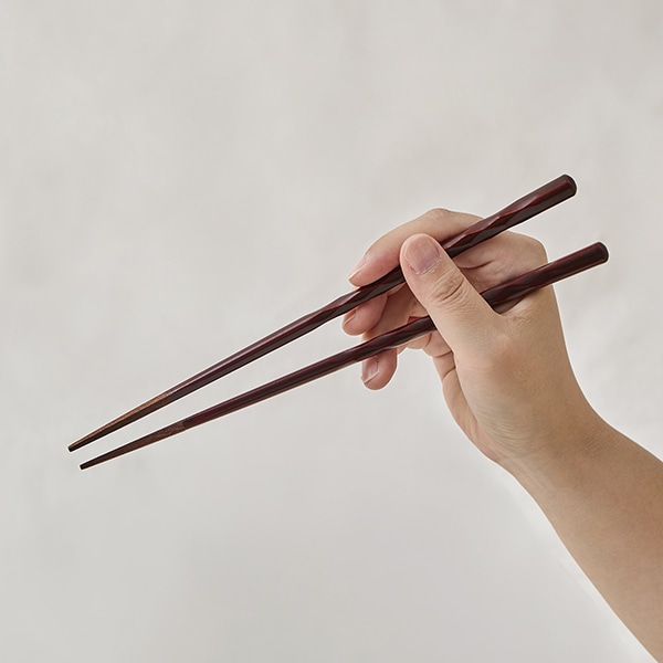 亀甲彫り箸 古代朱