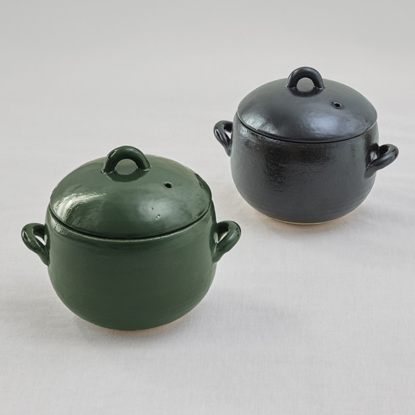 萬古焼 二重蓋ごはん鍋 玄米対応 黒