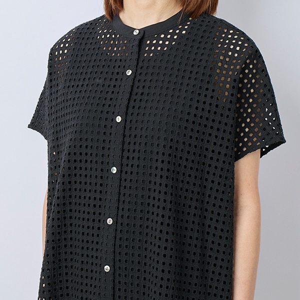 カットレース半袖ロングシャツ インナー付