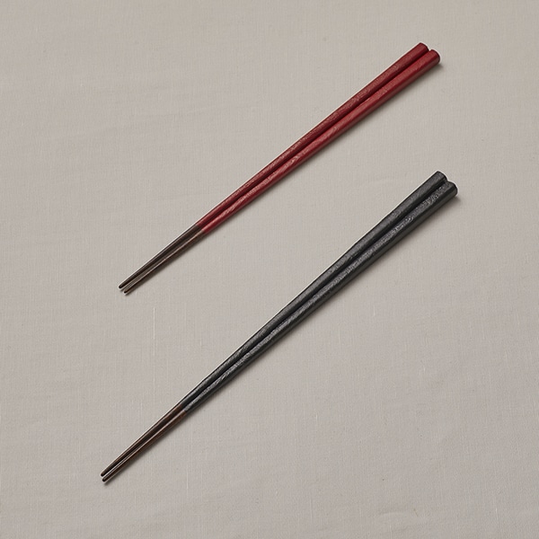 越前塗 刷毛目塗り分け箸 黒