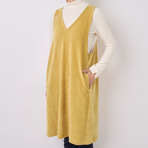 ニットコーデュロイチュニックエプロン