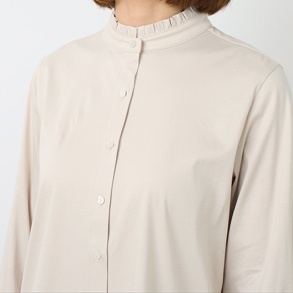 スーピマコットンスムース襟フリルシャツ