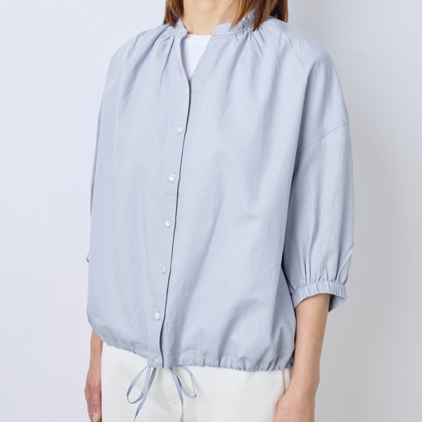 コットンリネンドローストリングシャツ