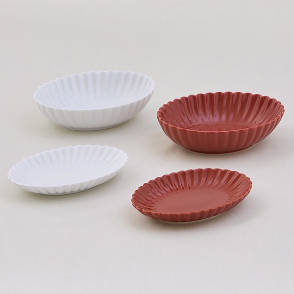 新輪花オーバル鉢 白磁