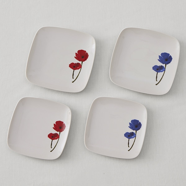 ポピー スクエアプレート16cm ブルー