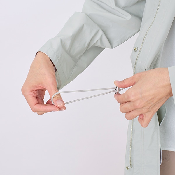 撥水ノーカラーロングアウター