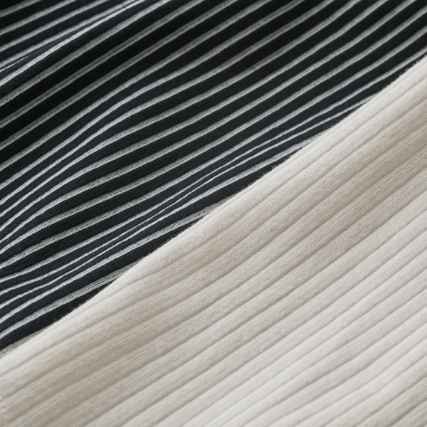 ストライプサッカージャージー襟フリルプルオーバー