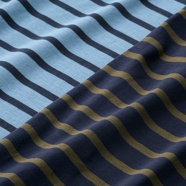 シルケットコットンスムースボーダー七分袖Tシャツ