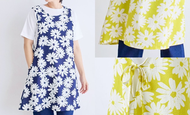 ガーベラプリントチュニックエプロン