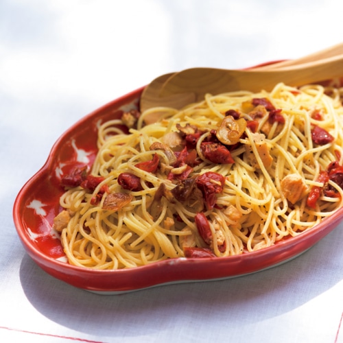 ドライトマトとツナのペペロンチーノ