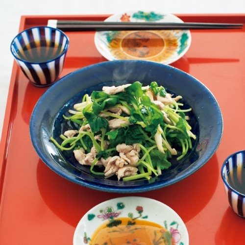 根三つ葉とささみの塩炒め