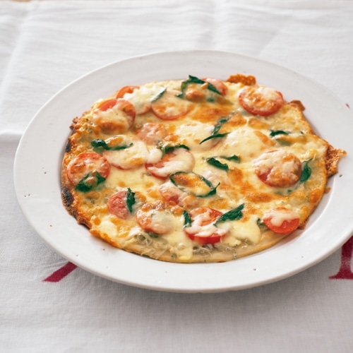 じゃことトマトとバジルのピザ