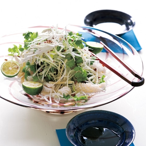 ゆでイカと長ねぎの中華風サラダ 魚介のおかず 料理家 栗原はるみ レシピ オンラインショップ 公式 ゆとりの空間 ゆでイカと長ねぎの中華風サラダ 魚介のおかず 料理家 栗原はるみ レシピ オンラインショップ 公式 ゆとりの空間