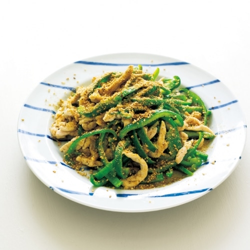 ささみとピーマンの炒めものごま風味