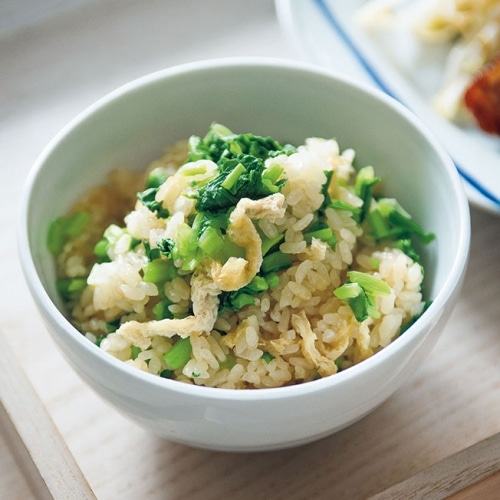 油揚げとかぶの葉の菜めし