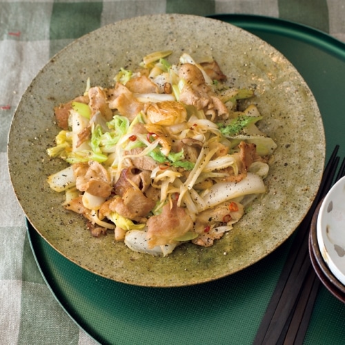 豚バラ肉と白菜の黒酢炒め