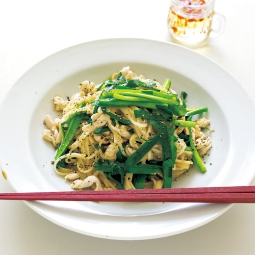 ささみとニラのそうめんチャンプルー