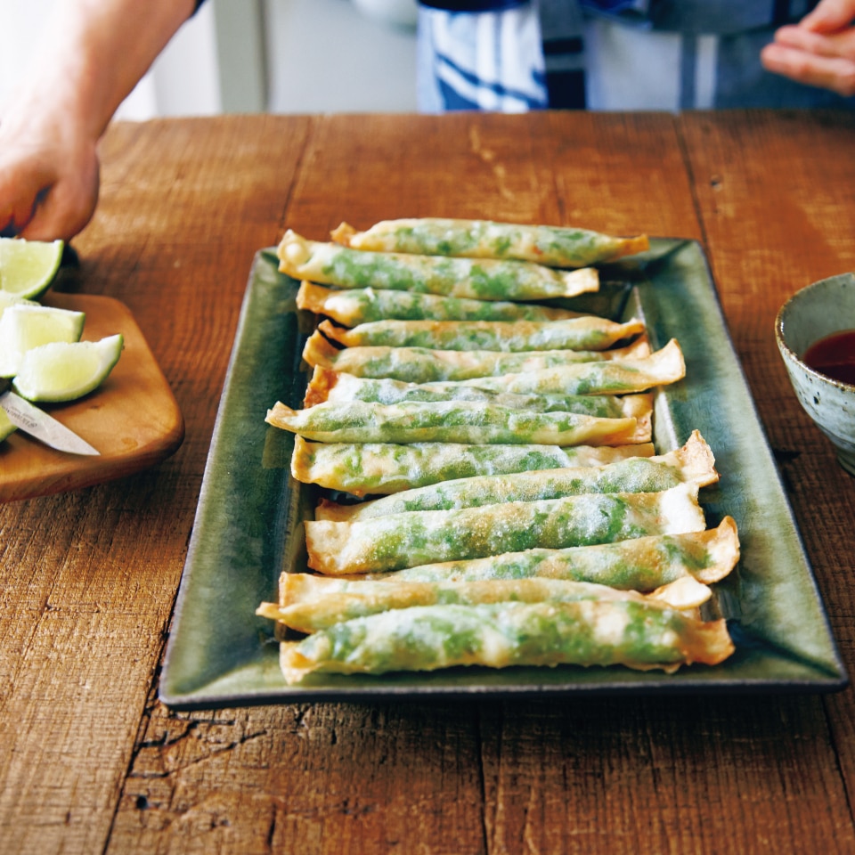 エビとパクチーの春巻き
