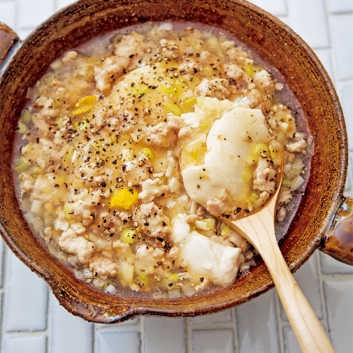 鶏そぼろのあんかけ豆腐
