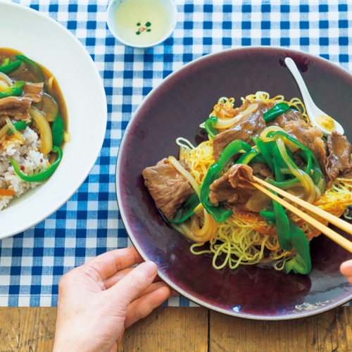 牛肉とピーマンのあんかけ焼きそば