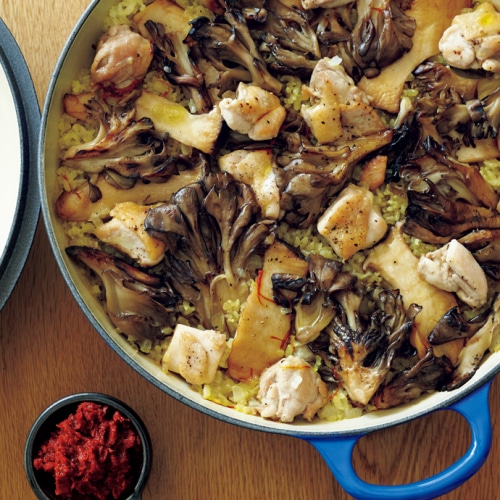 鶏肉ときのこのパエリア