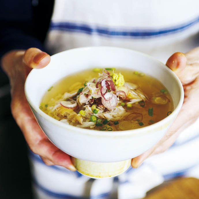 サバの一夜干し、汁かけごはん