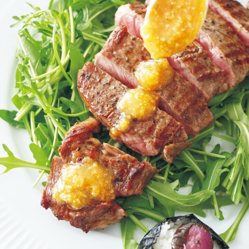 ゆずこしょうみそだれステーキ