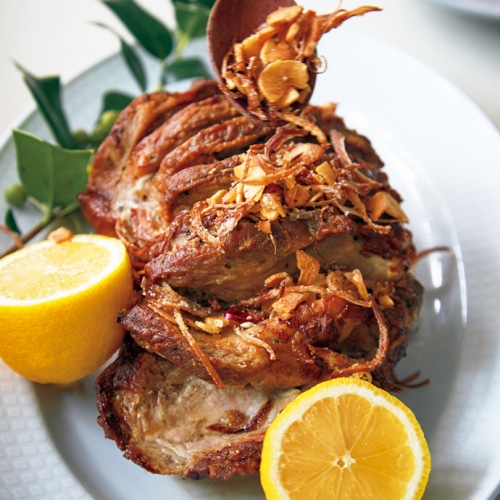 ローストポーク 香味チップス添え