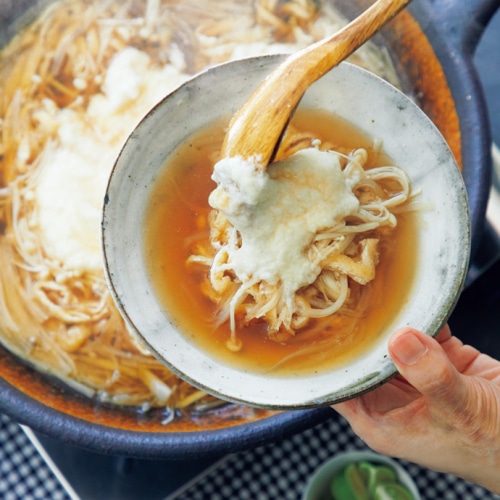 せん切り大根の山かけ鍋