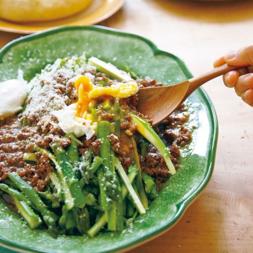 アスパラの麻婆イタリアン