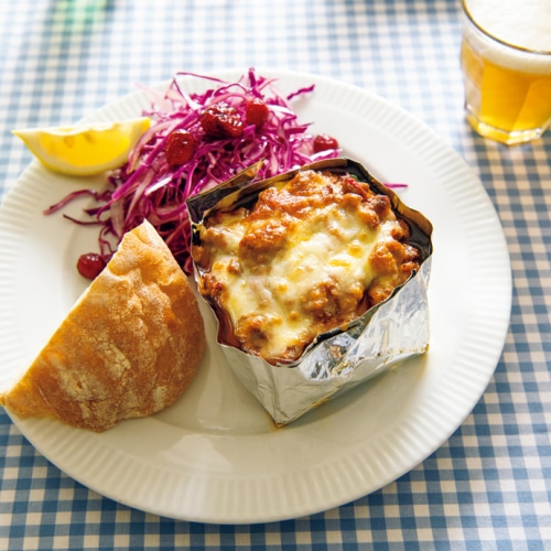 ズッキーニとラグーソースのラザニア