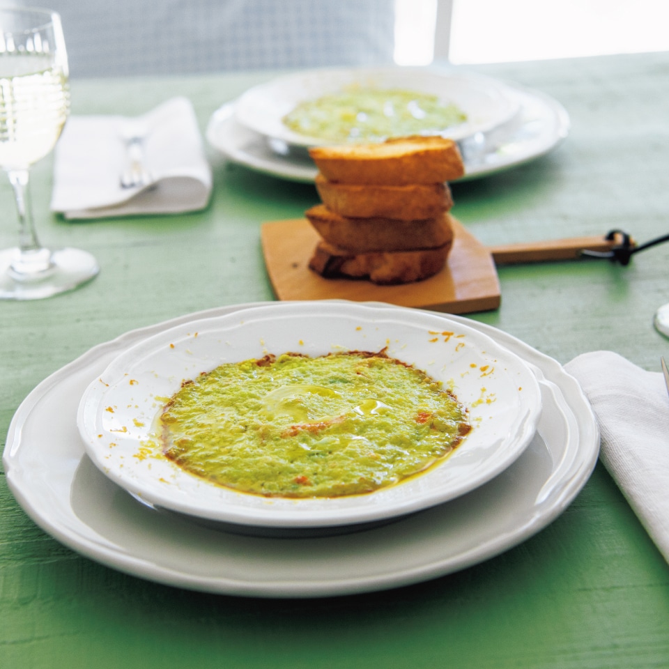 豆腐とアボカド、カニのグラタン