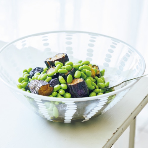 なすの揚げびたし 枝豆添え