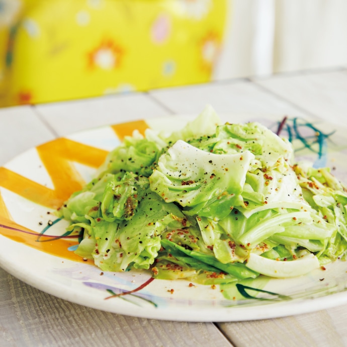 炒めキャベツの粒マスタード