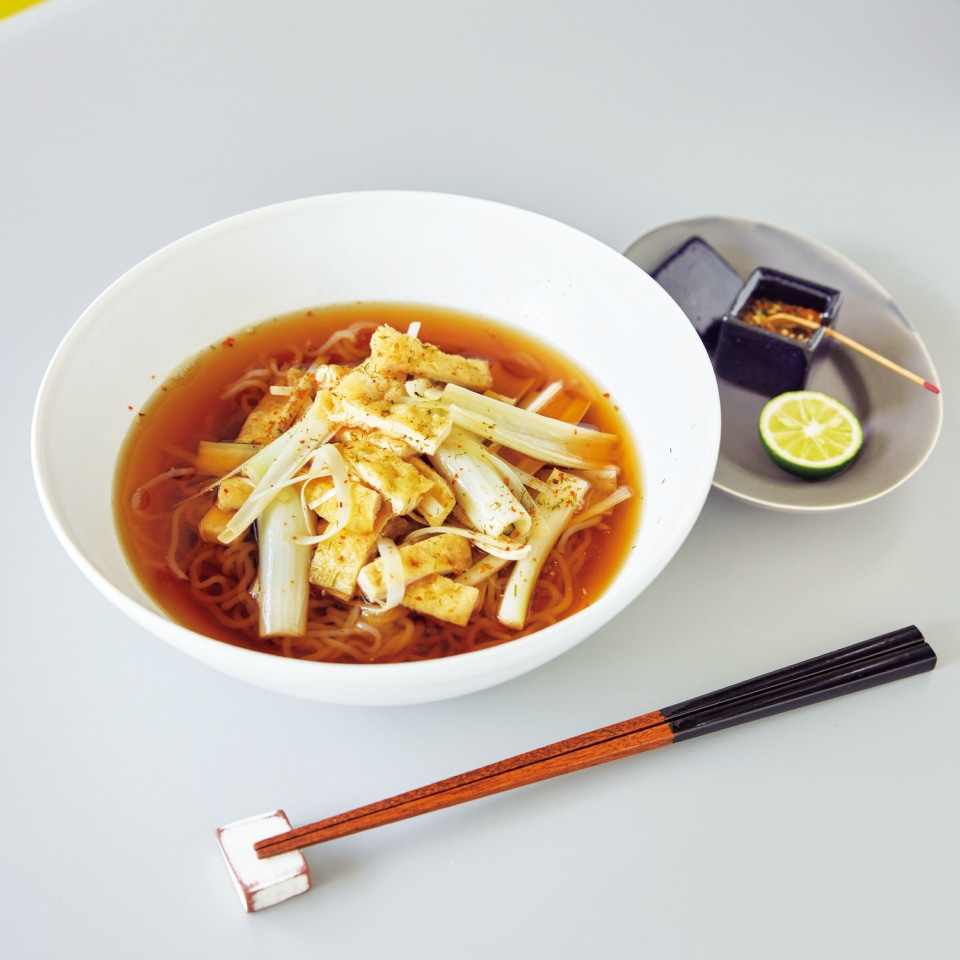 油揚げとねぎのそば（しらたき麺）